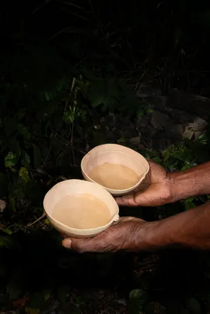 Fourteen leaves and a cup of water artwork